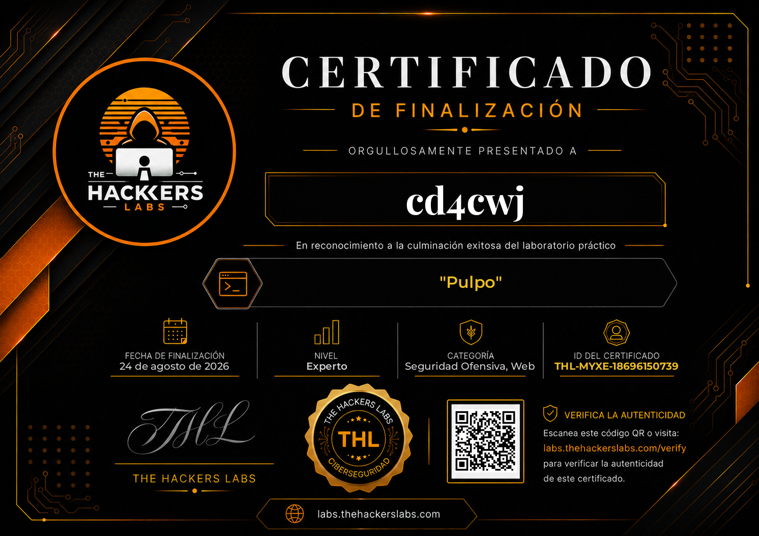 Diploma The Hackers Labs — El Pulpo (cd4cwj)